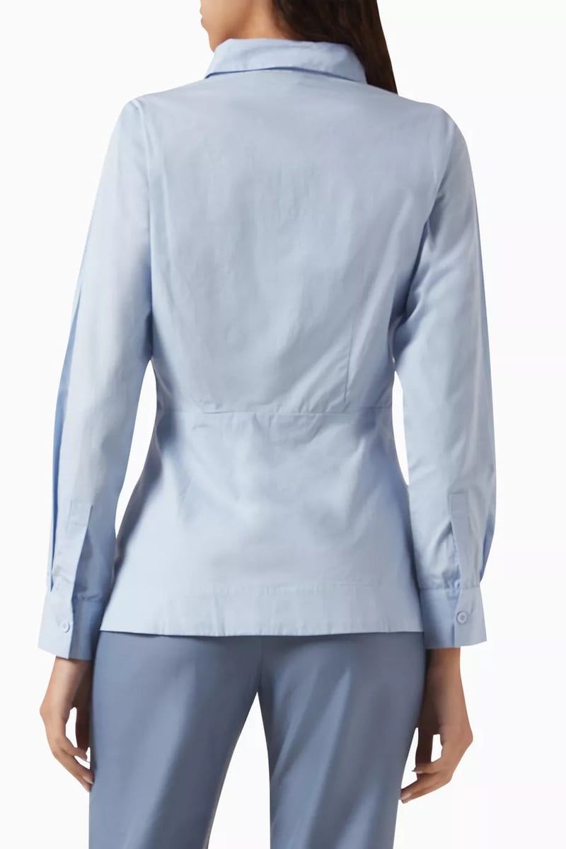 Sky Blue Cotton Poplin Belted Shirt