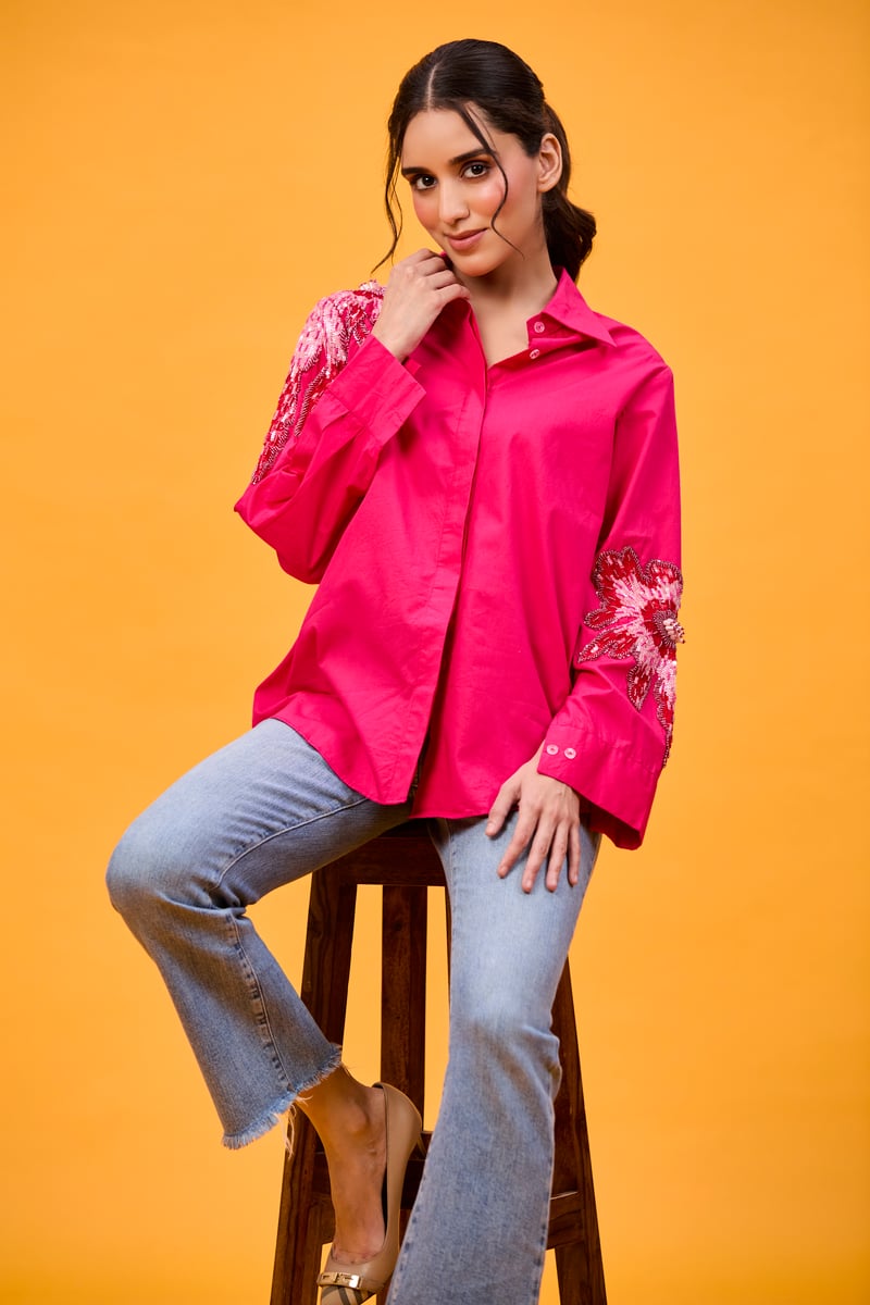 Rani Pink floral boota shirt