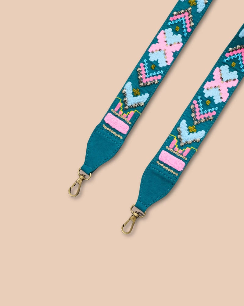 GeoPop Teal Embroidered Handle - (Only Strap)
