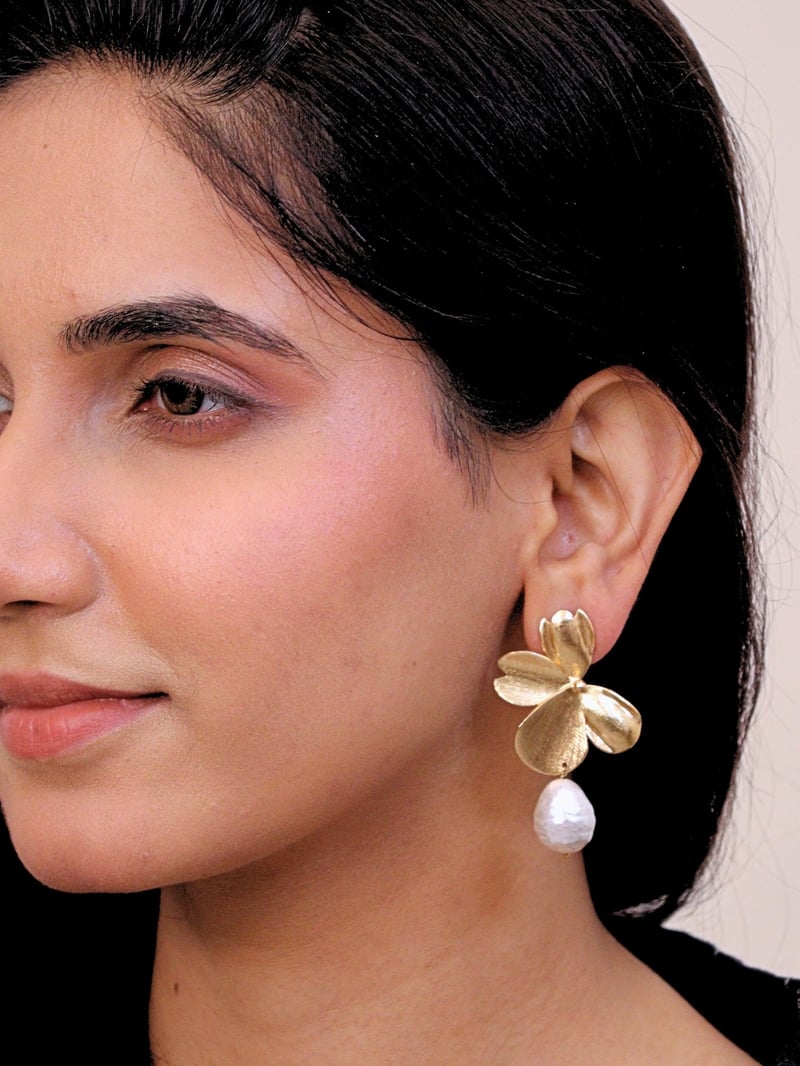 Mehr Brass Earrings for Women 18K Gold Plated