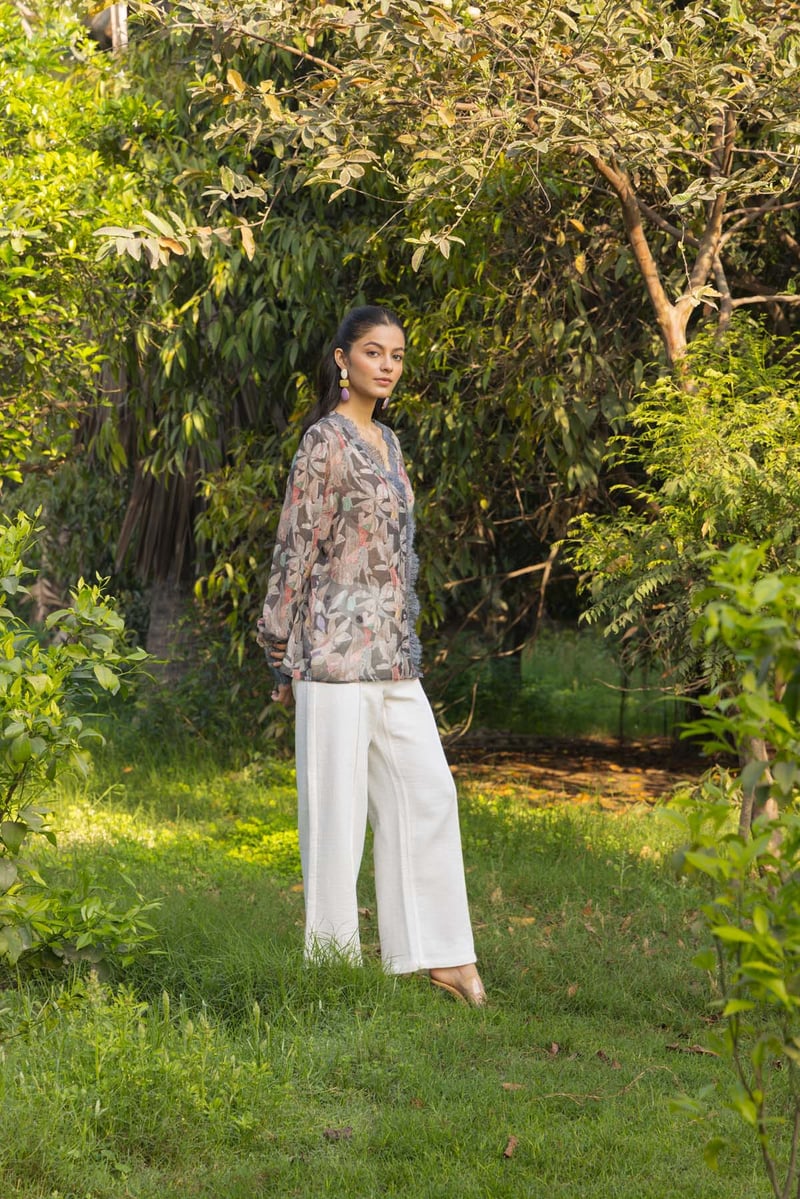 Black Rose Printed Georgette Silk Shirt — DAREISS