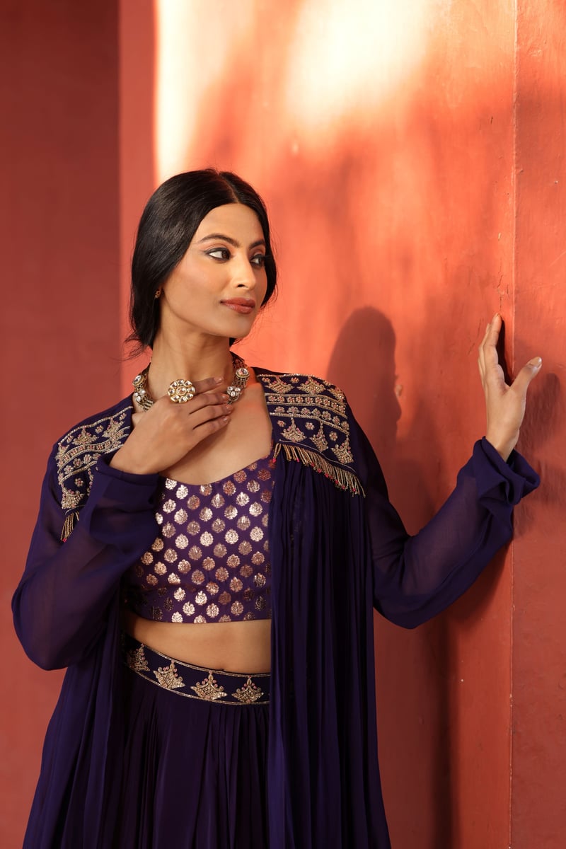 Purple Chanderi Dhoti Set