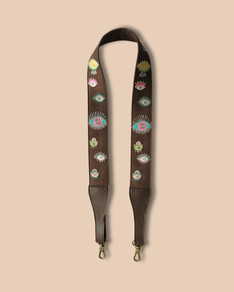 Evil Eye Brown Embroidered Handle - (Only Strap) — DESI DRAMA QUEEN
