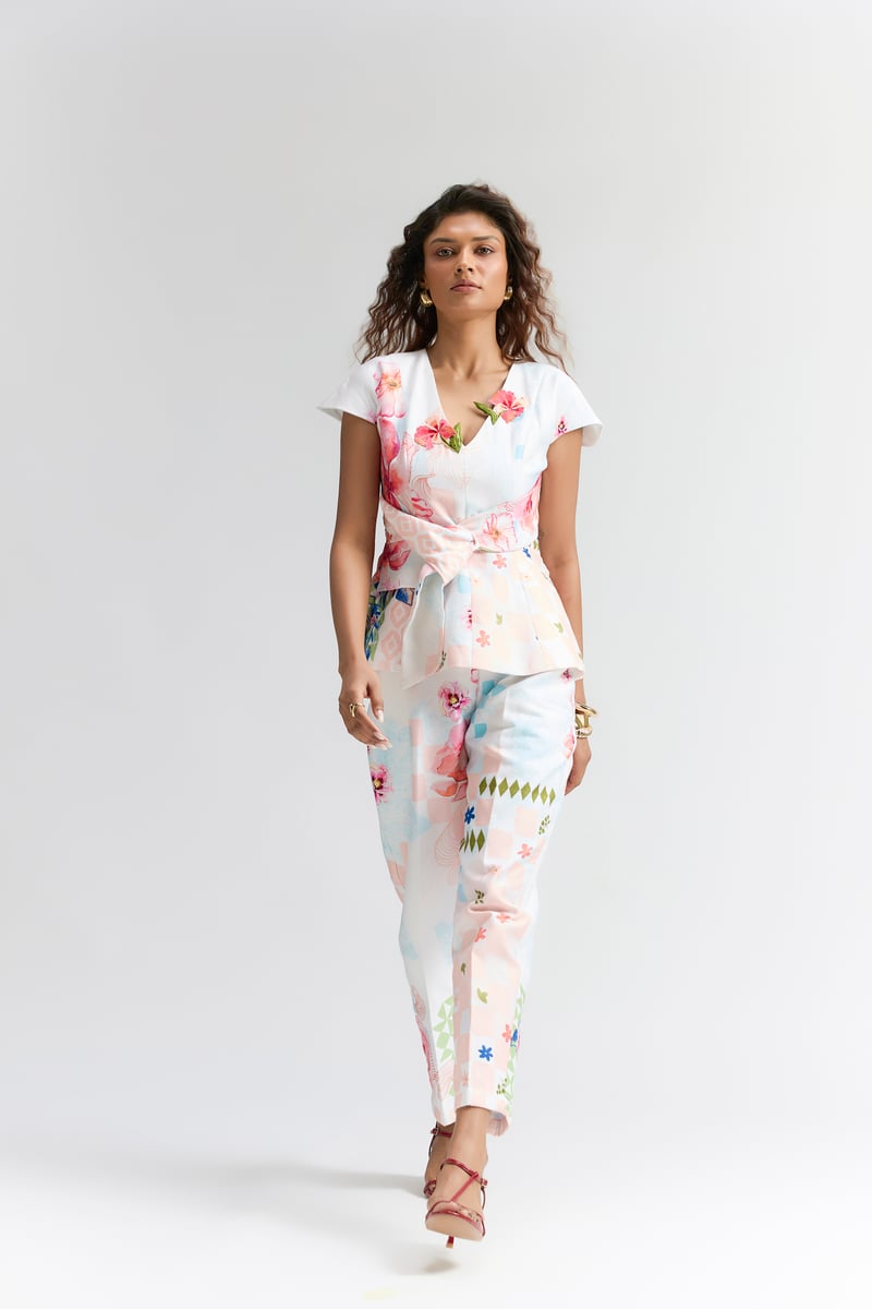 Multi Colour  Abstract Floral Printed  Co-Ord Set — Itara an another