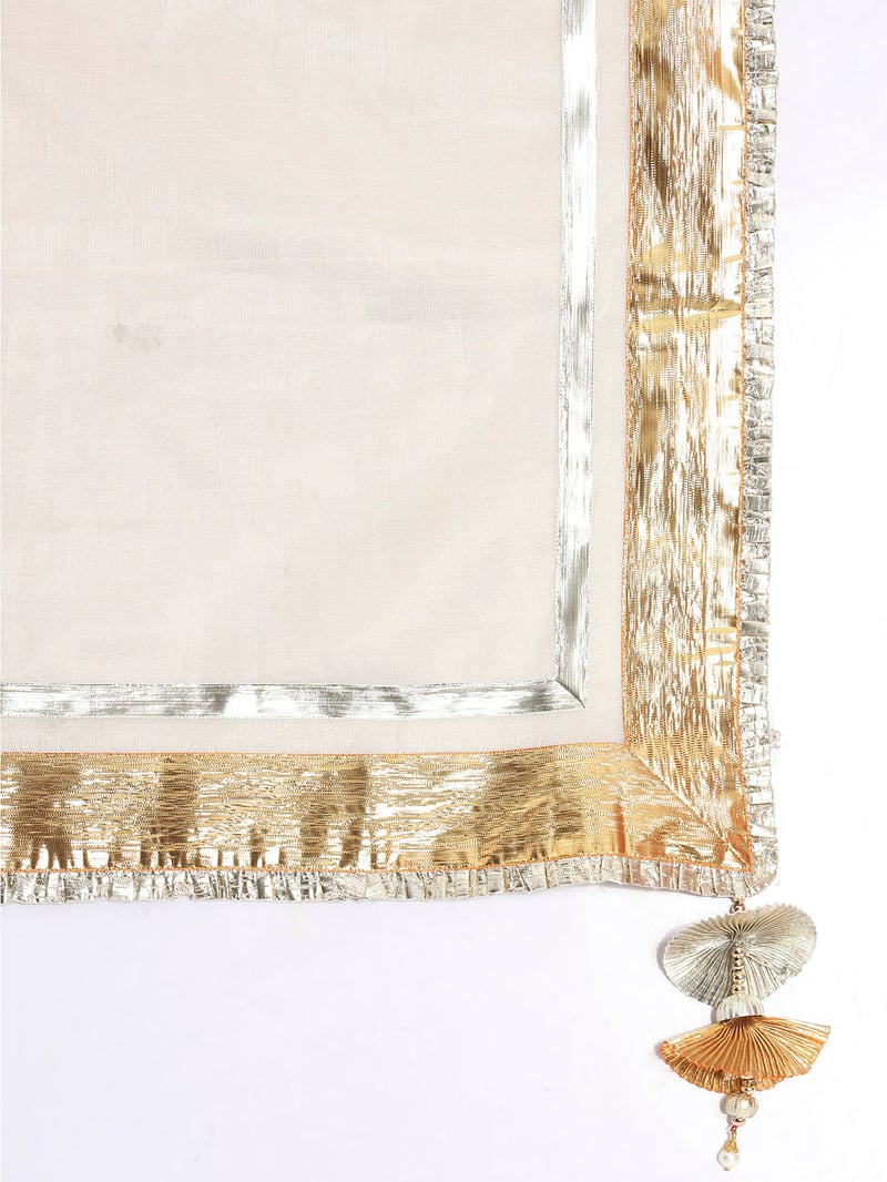 Golden Cotton Tissue Kurta Garara Set with Gotta Border