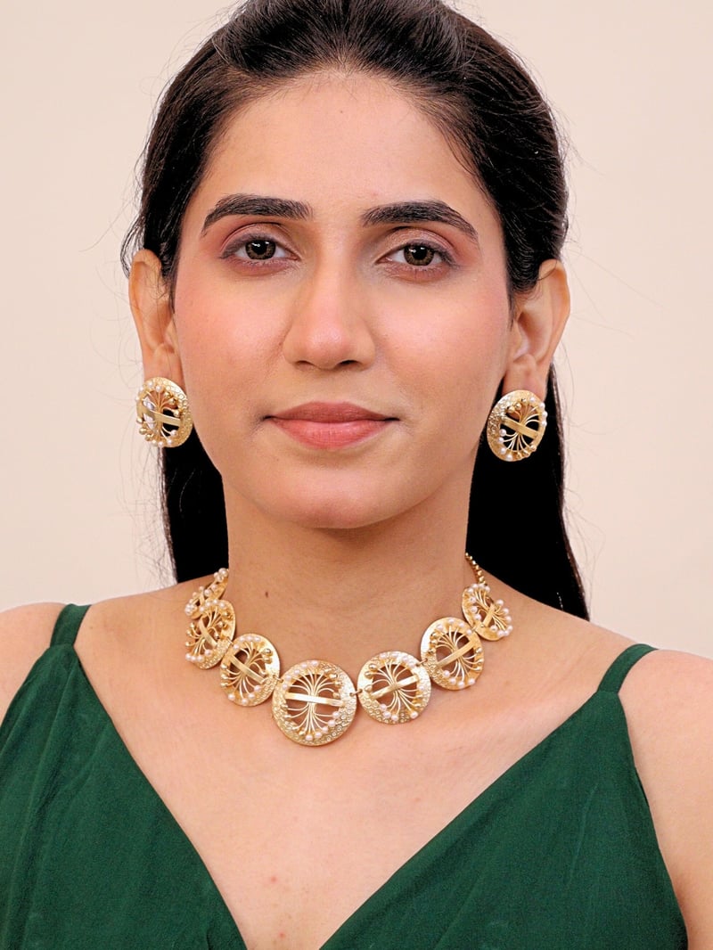 Husnara Choker for Women Brass 18K Gold Plated