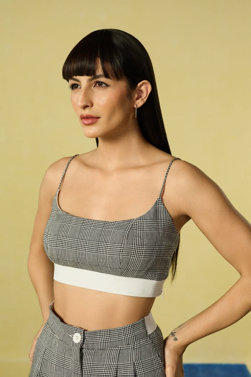Grey and White Checked 3-Piece Co-ord Set