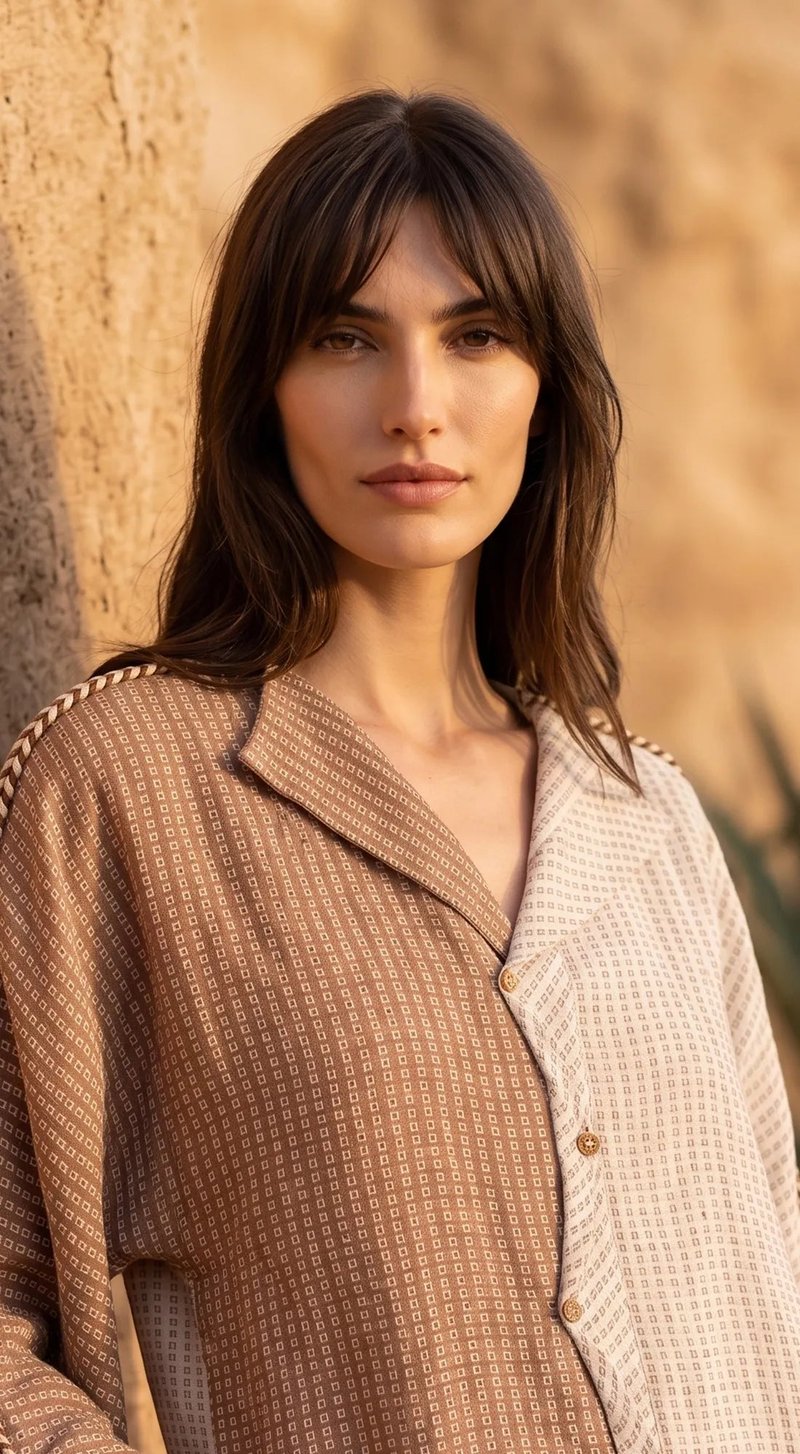 Cotton Jute Colorblock Shirt