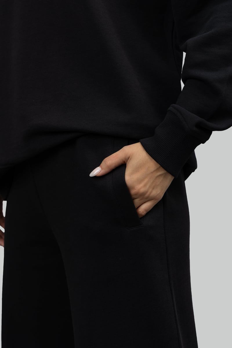 Black Bamboo Terry Bootcut Pants