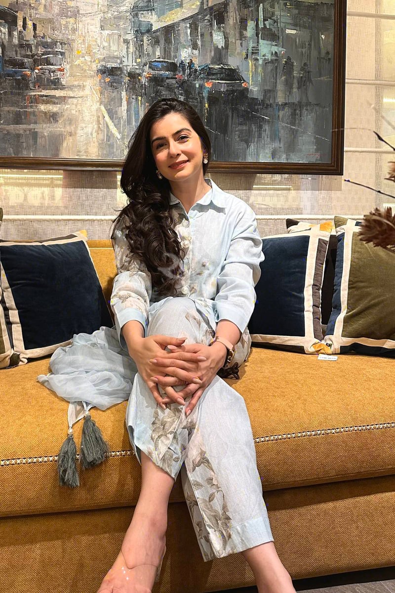 Blue Floral Shirt and Pants Co-ord Set with Scarf