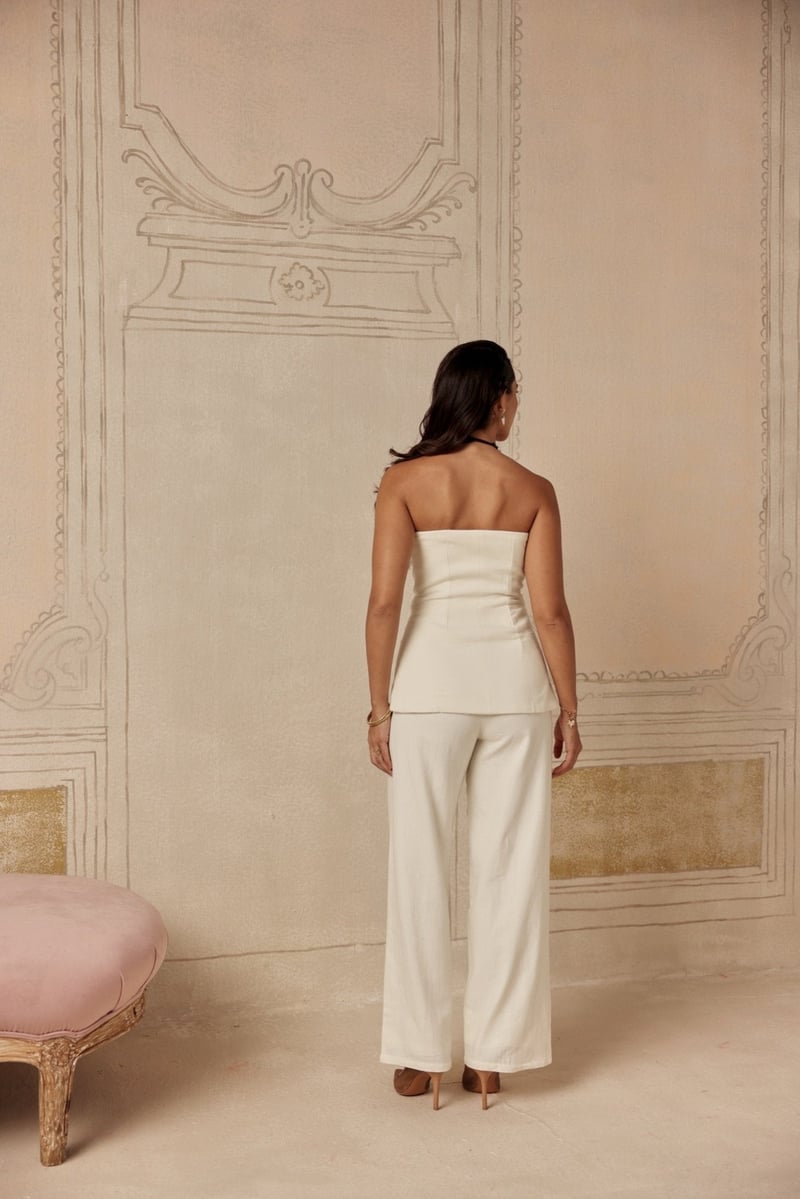 Ivory Strapless Longline Waistcoat with Statement Buttons