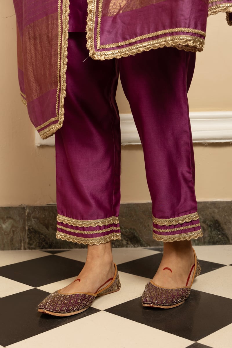 Zahra Silk Chanderi Handcrafted Kurta Set