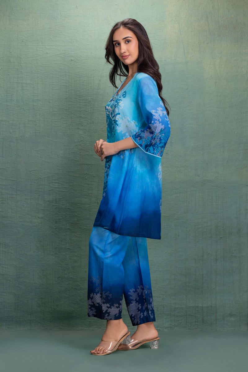 Blue Printed Coord Set