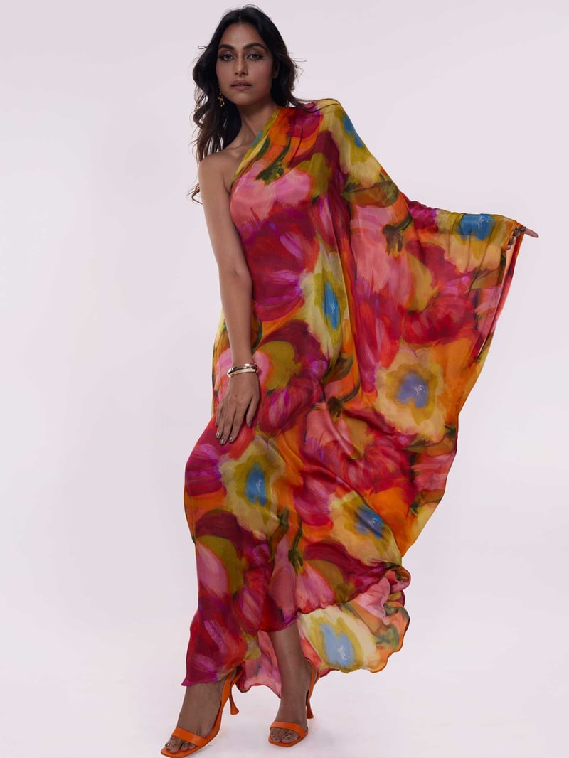 Cerise Printed Kaftan Dress