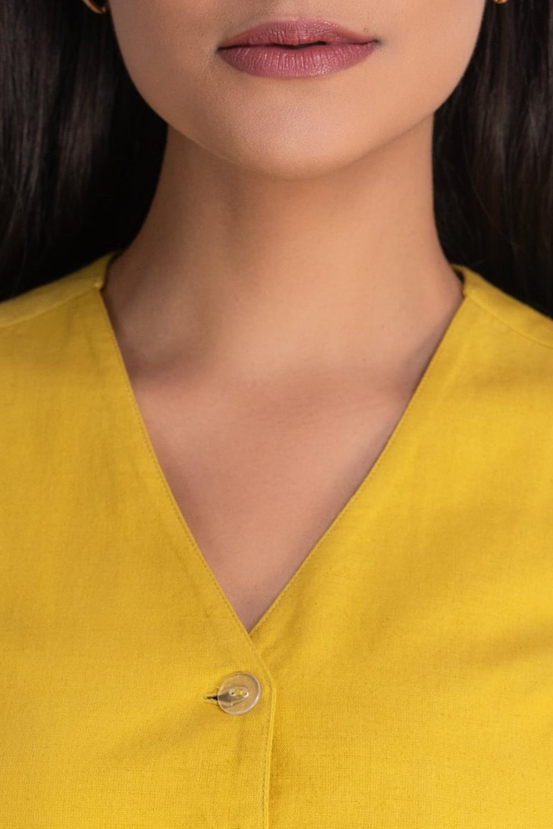 Mustard Waistcoat and Wide-Leg Pants Co-ord Set