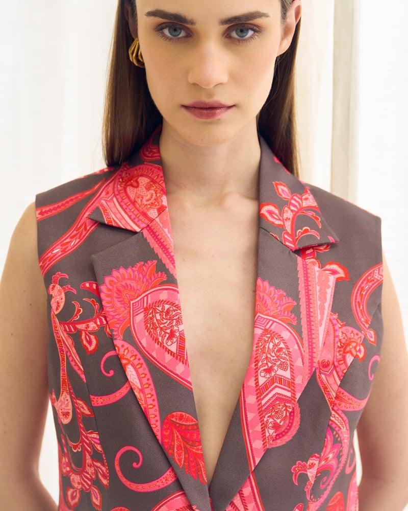 Multicolor Paisley Waistcoat and Trouser Co-ord Set