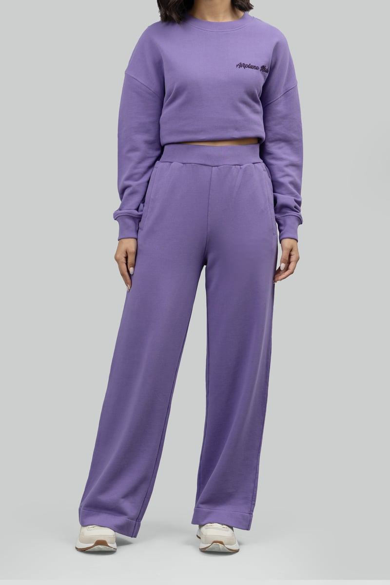 Lavender Cotton Terry Wide-Leg Lounge Pants