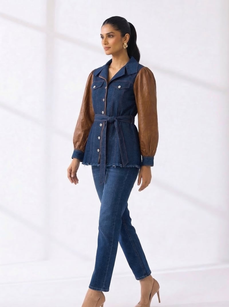 Kelly Denim And Leather Jacket