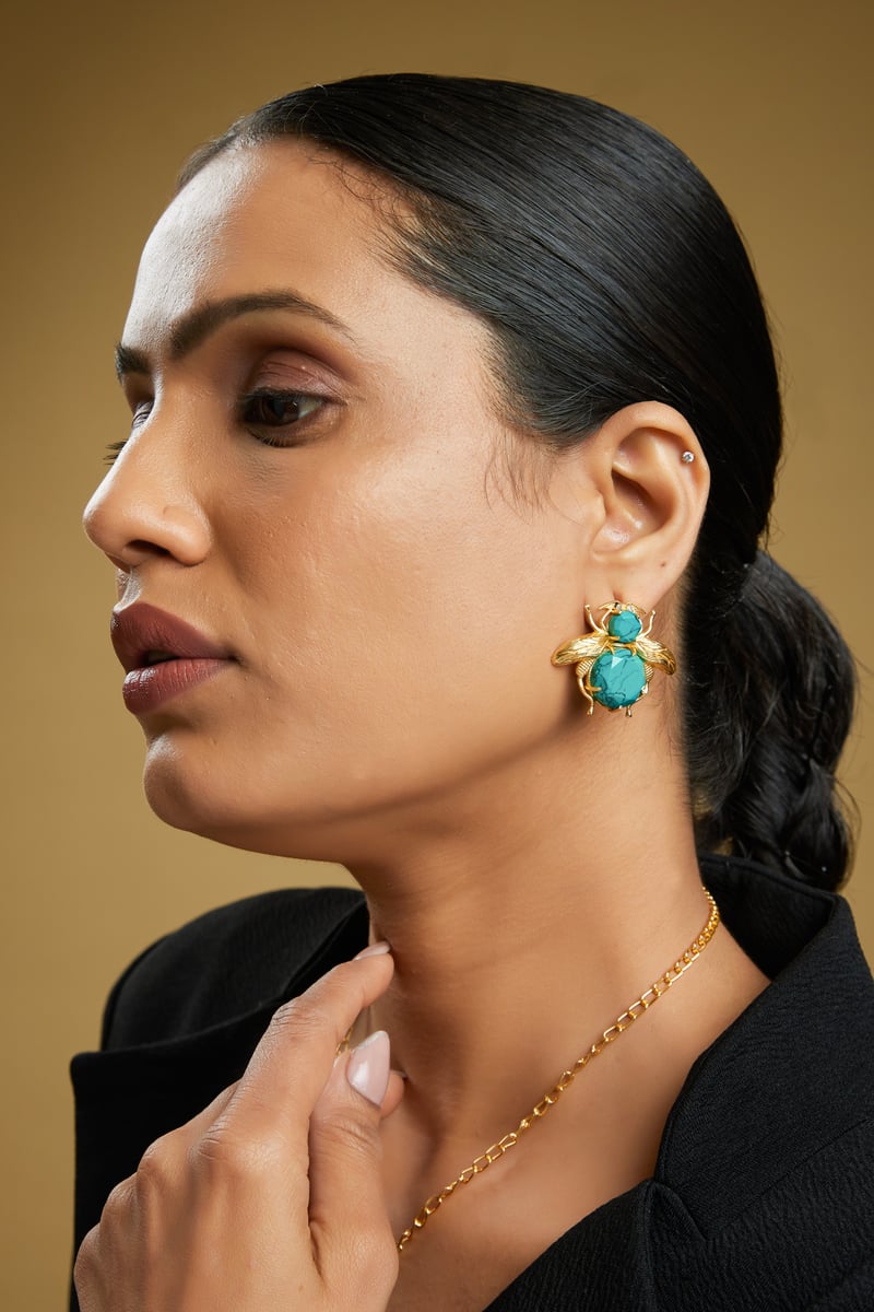 Aqua Bee Earrings