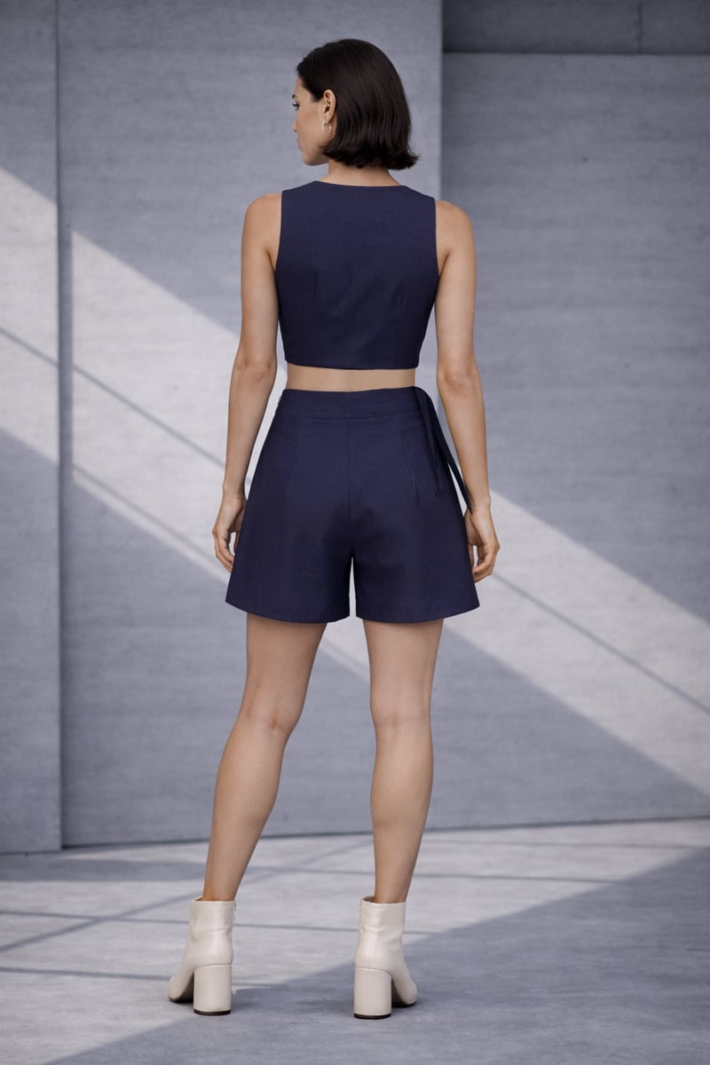 Mizu Navy Cropped Jacket Set