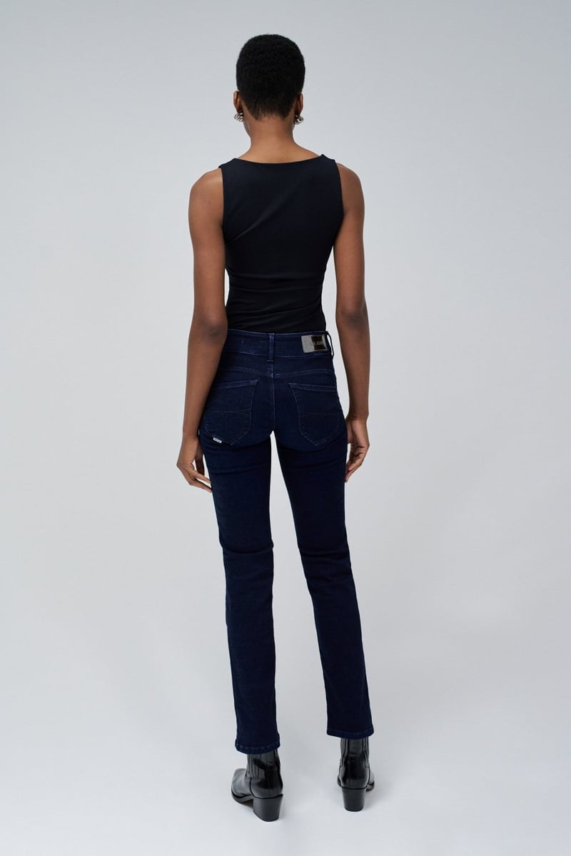 Dark Wash High-Rise Straight-Leg Jeans