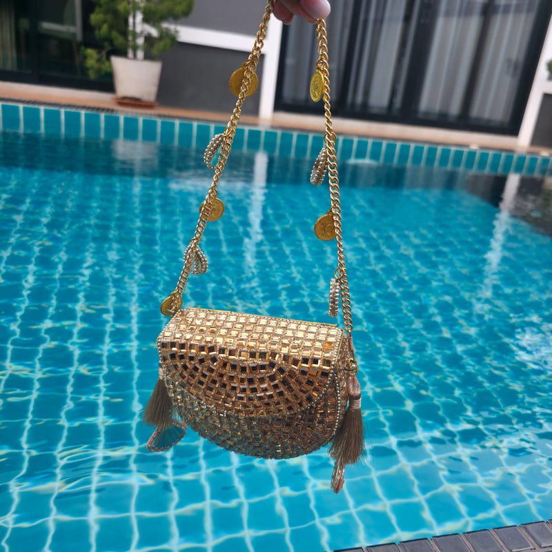 Mini Mirror Coin Bag Gold
