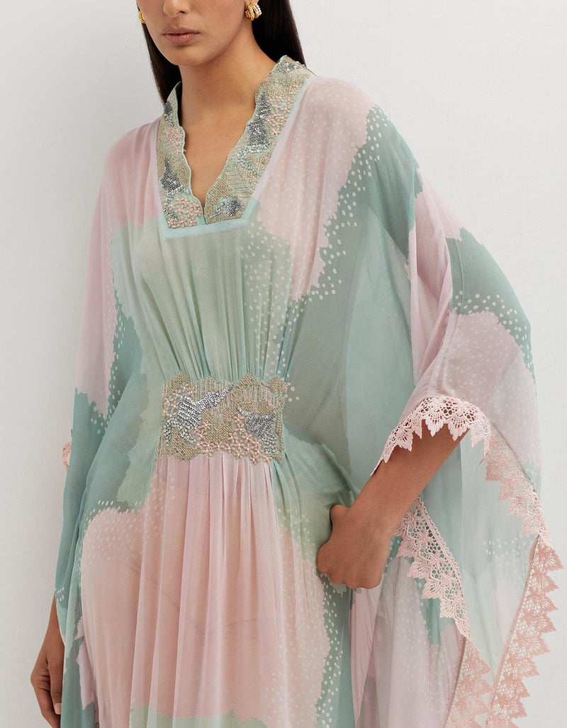 Printed Long Dress with Embellishement
