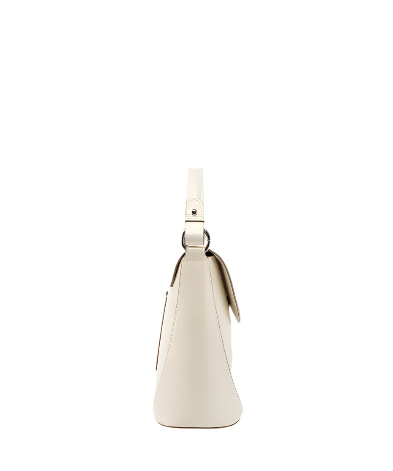 Vienna Ladies Leather Structured Bucket Bag Ivory