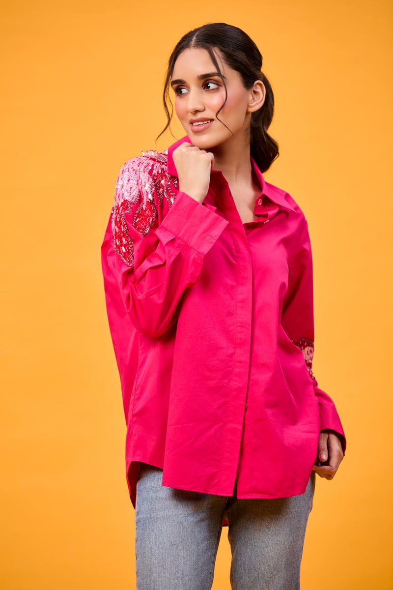Rani Pink floral boota shirt