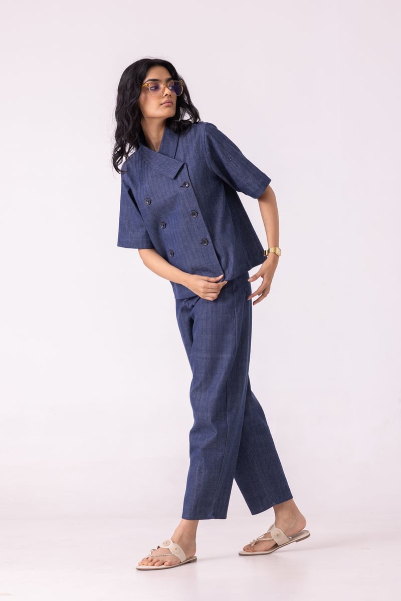 Becky Handwoven Denim Top