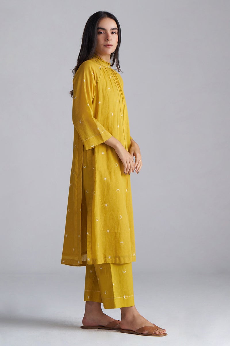 Nugget Gold Yellow Printed Mul-Cotton Co-ord Set