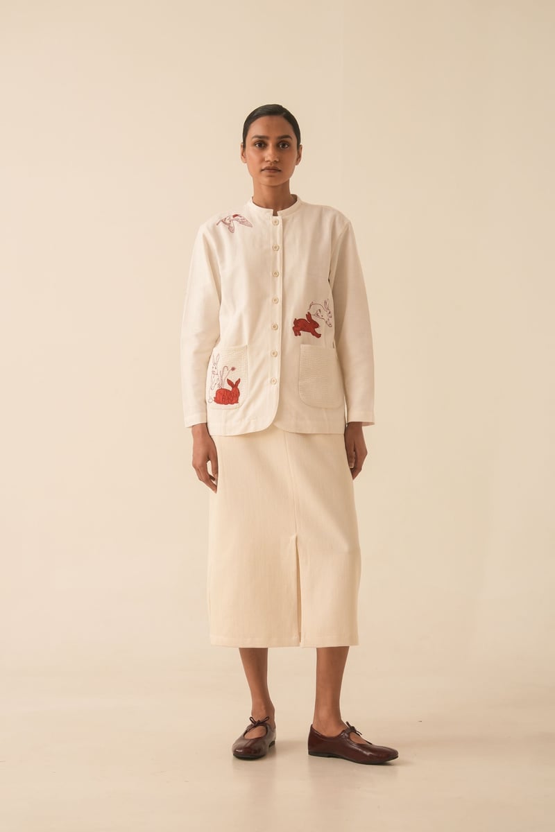 Roxanne Handwoven Denim Skirt