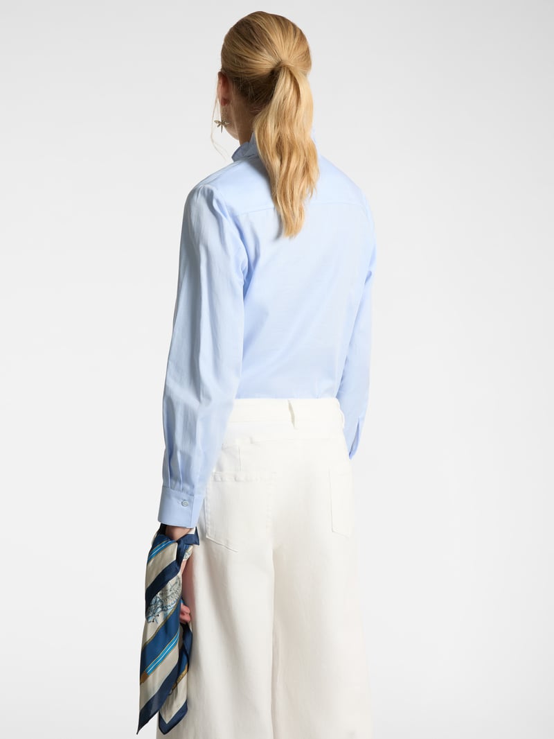 Light Blue Oxford Shirt with Ruffle Placket