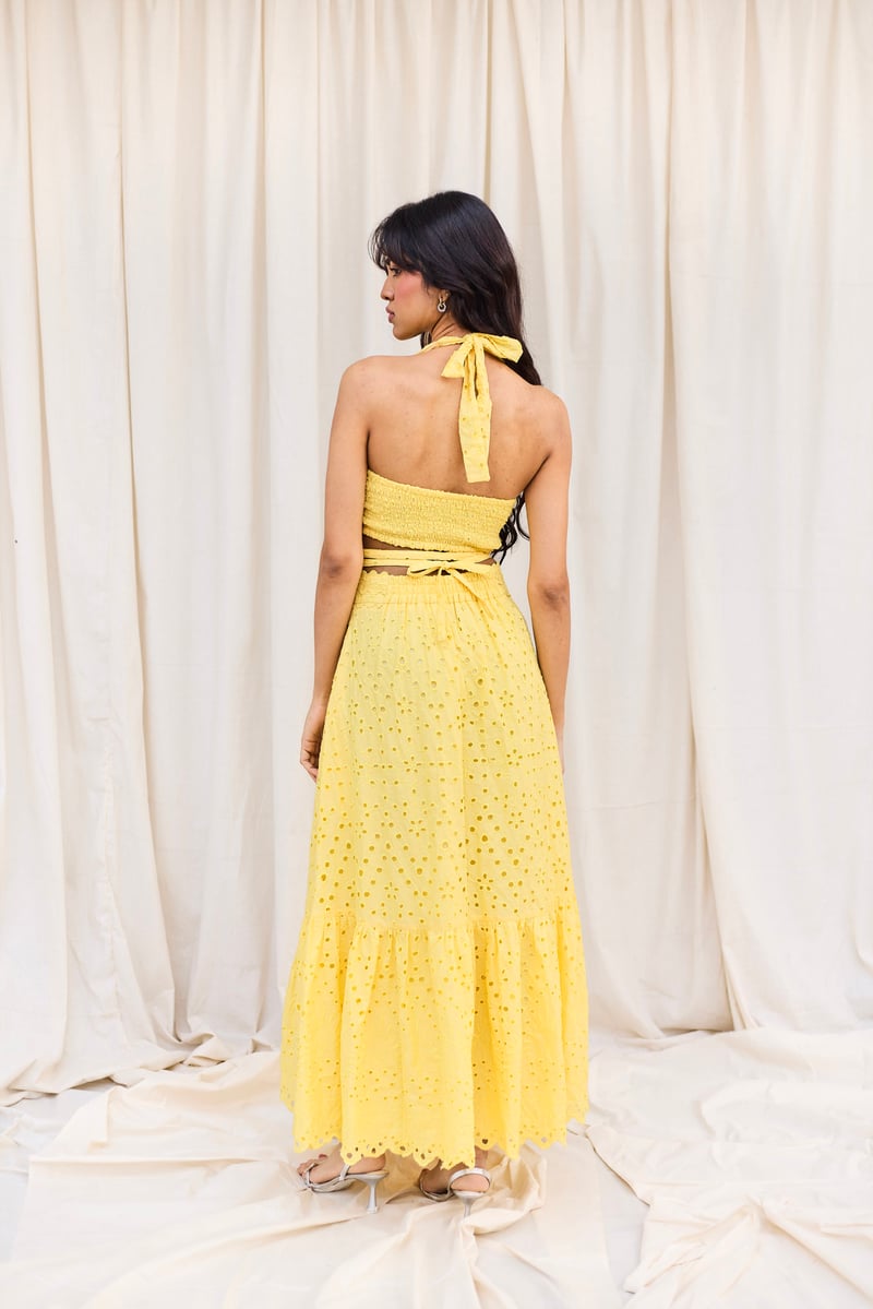 Yellow Schiffli Set