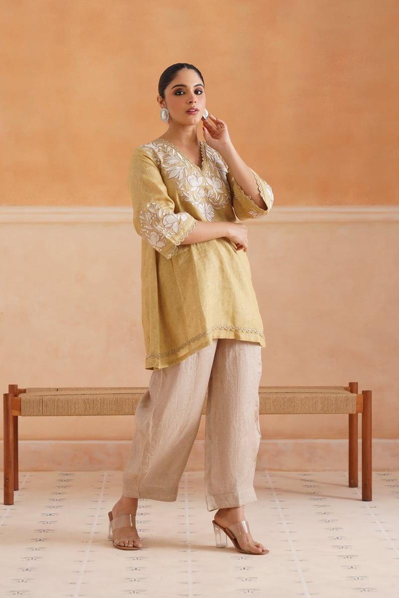 Luna Pure Linen Embroidered Matching Set