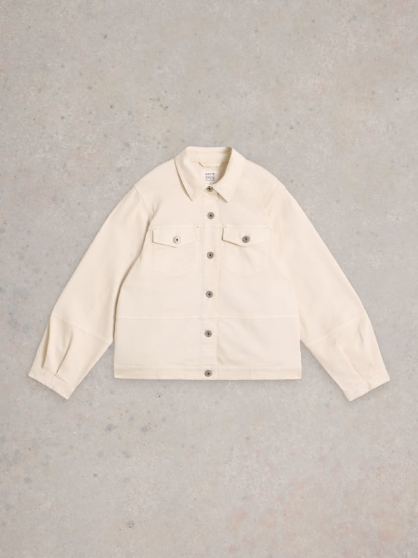 Light Natural Denim Jacket with Button Front