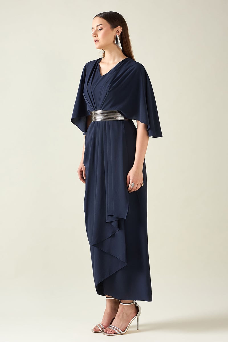 Midnight Navy Dress With Belt