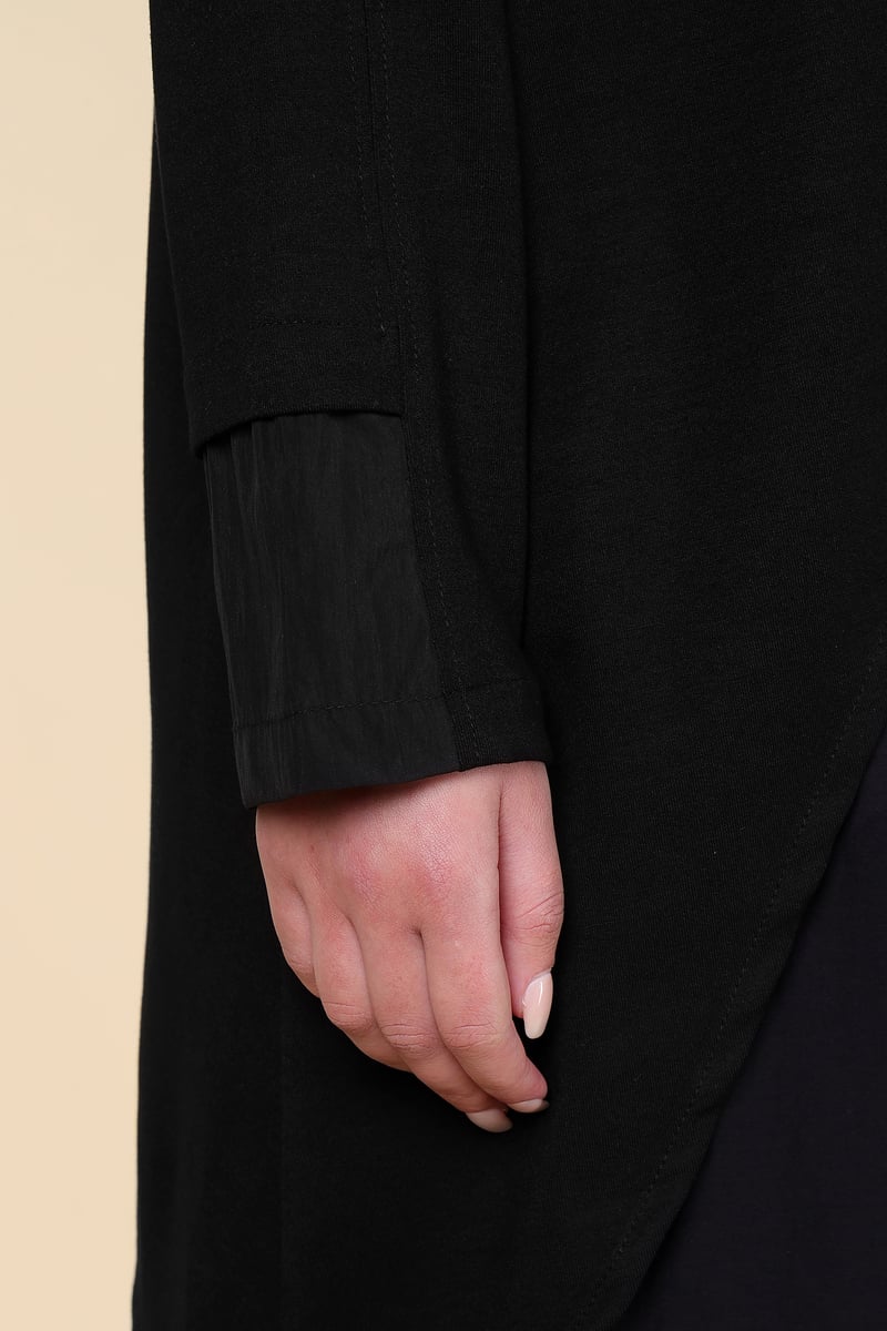 Black Asymmetric Layered Longline Top