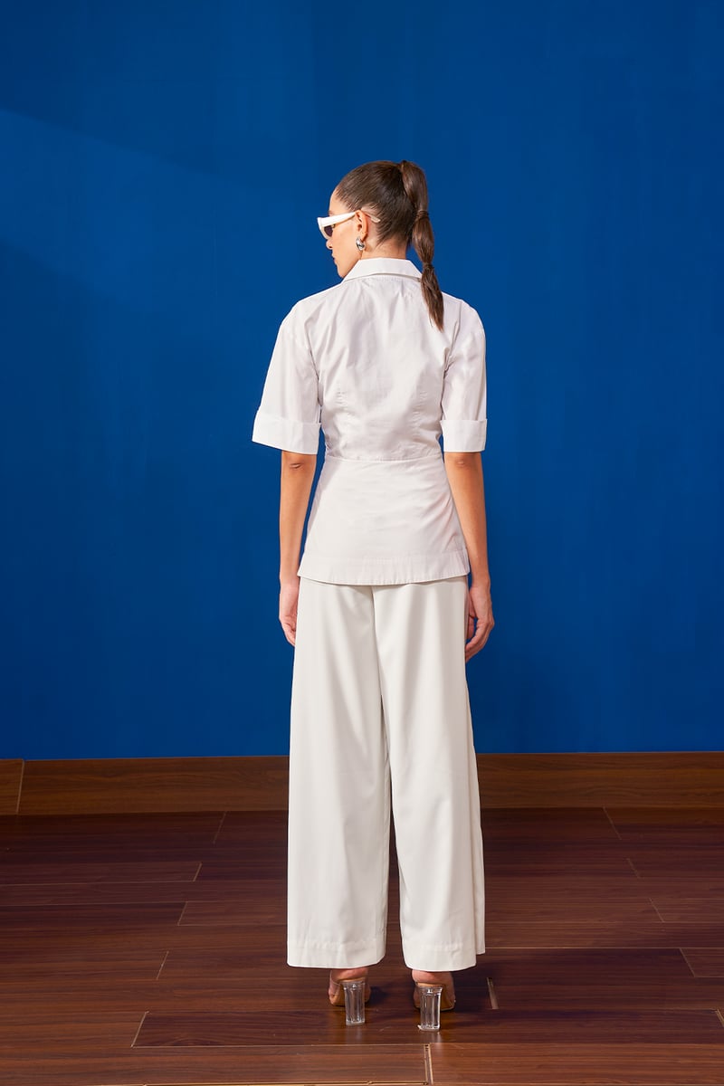 Off-White Belted Cotton Poplin Shirt