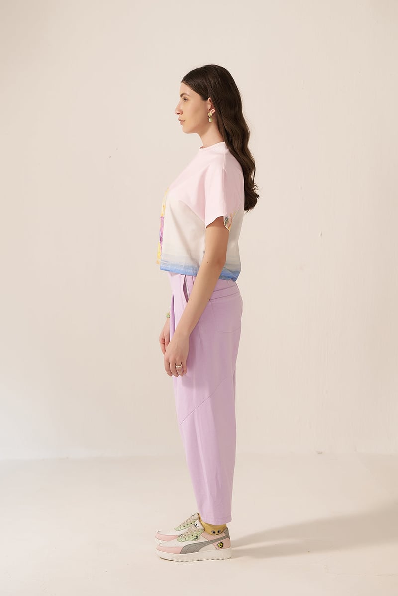 Lavender Trouser and Graphic T-Shirt Co-ord Set