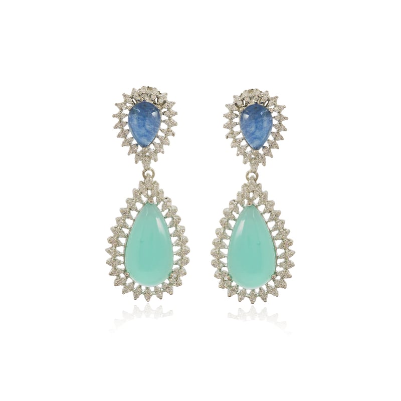 Dual Blue Fall Earrings — Kesya