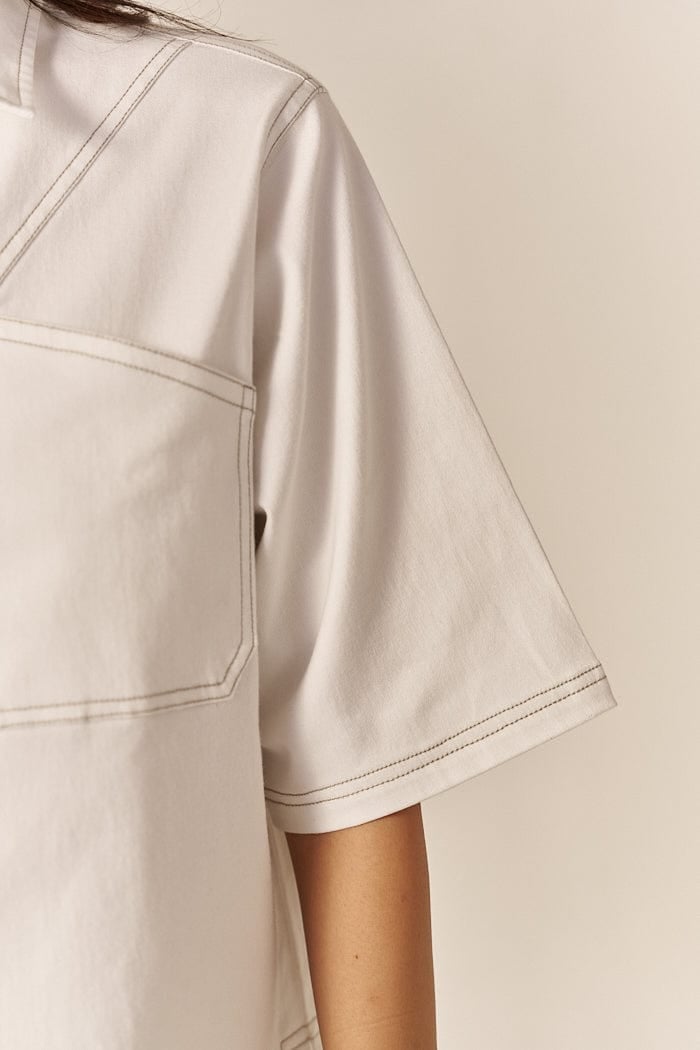 White Denim Oversized Shirt and Flared Pants Co-ord Set