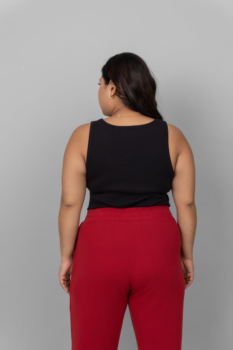 Black Rib Knit Scoop Neck Tank Top