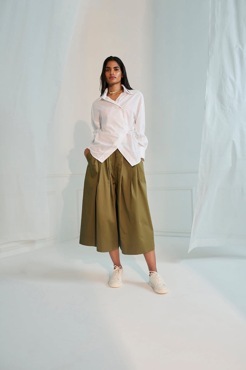 White Oversized Wrap Shirt Top with Side Tie