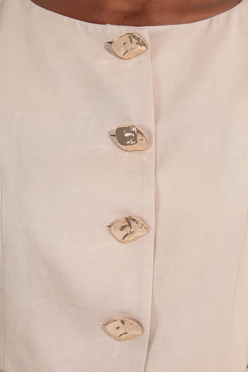Champagne Tailored Slim-Fit Statement Button Waistcoat