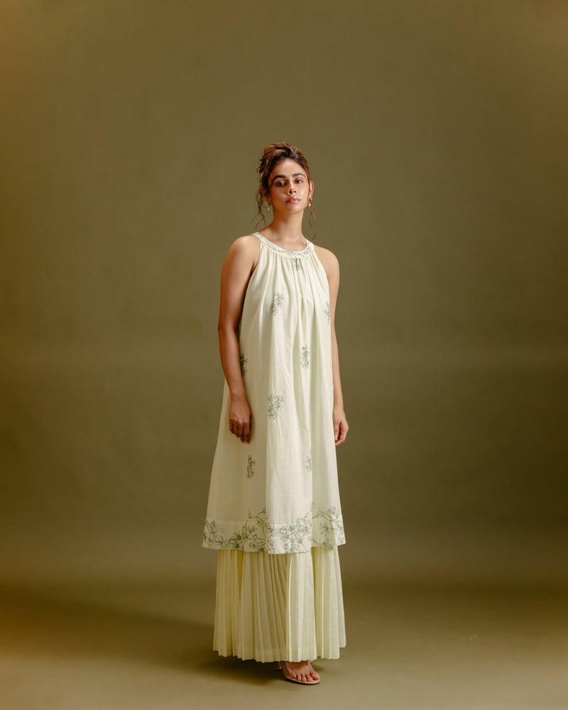 Butter Yellow Halter Neck Floral Maxi Dress
