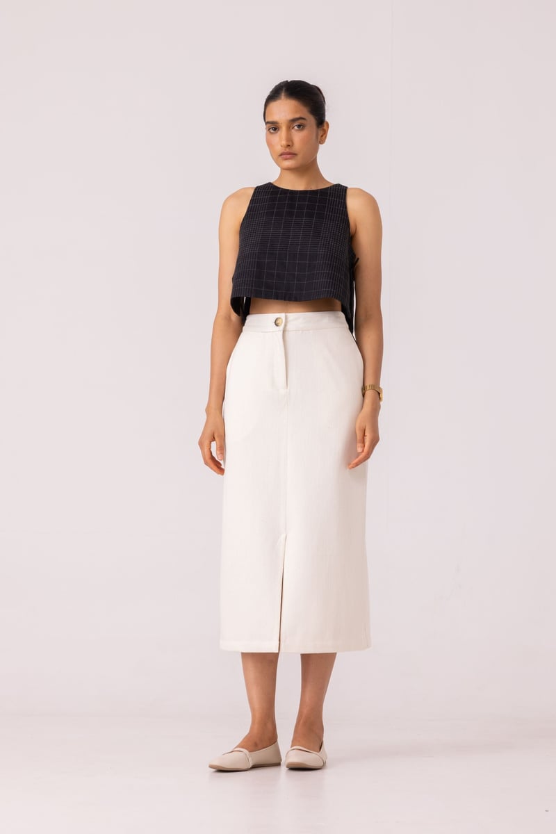 Roxanne Handwoven Denim Skirt