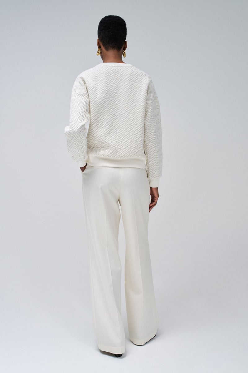 Light Pearl Textured Shimmer Pullover Sweater