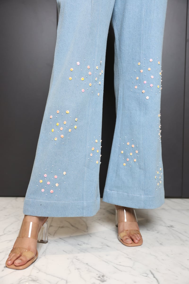 Embroidered Denim Jumpsuit