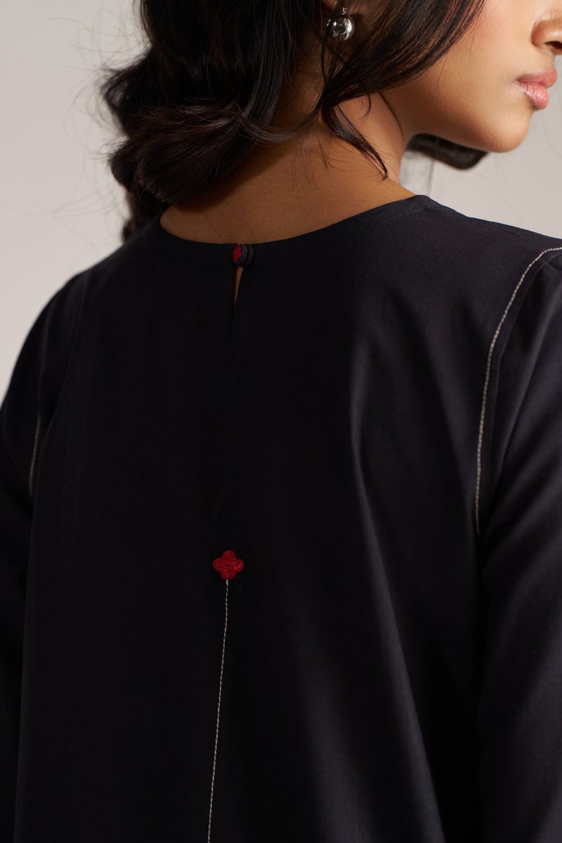Black Cotton-Linen Kurta and Wide-Leg Pants Co-ord Set